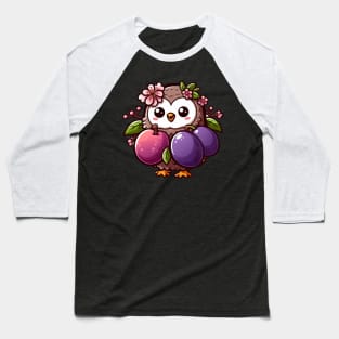 Plum Owl Paradise: Whimsical Nature-Inspired Design Baseball T-Shirt